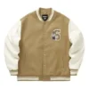 Baseballjacka med bokstavstryck ”Tan White Black”