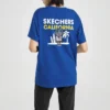 Blå kortärmad T-shirt med tryck