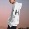 Casual-hoodie med tryck ”White Black”