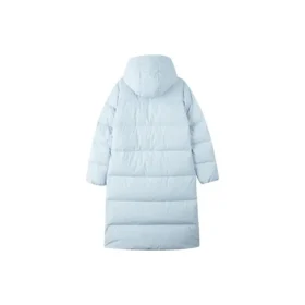 Casual lång vävd dunjacka med huva ”Blue”