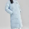 Casual lång vävd dunjacka med huva ”Blue”