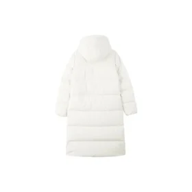 Casual lång vävd dunjacka med huva ”White”