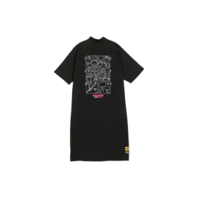 Casualklänning med halv dragkedja och tryckt logotyp ”Vit Rosa Svart”