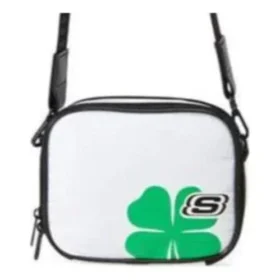 Enkel axelväska med klövermönster och logotyp ”White Green”