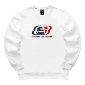 Fleece-tröja med rund hals och logotyp ”White Red Blue”