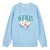 Flower Graphic Crew Sweater ”Blue White Grey”