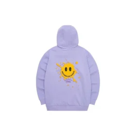Färgglad casual-serie med bokstavstryck, huvtröja ”Purple Yellow”