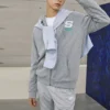 Färgglad casual-serie med bokstäver, hoodie med dragkedja ”Grey White”