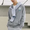 Färgglad casual-serie med bokstäver, hoodie med dragkedja ”Grey White”