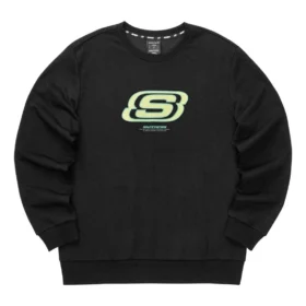 Färgglad casual-serie med märkes-crew-tröja ”Black Green”