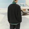 Färgglad casual-serie med märkes-crew-tröja ”Black Green”