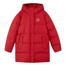 Grafisk lång dunjacka ”Red”