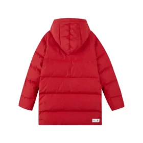 Grafisk lång dunjacka ”Red”