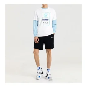 Herr ”Skechers Kontrasterande färger LOGO-tryck Stickad kortärmad Vit
