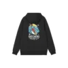 Hoodie med dragsko och tecknad grafik ”Navy Black White Grey”