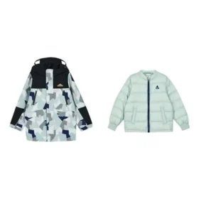 Hoodie med heltryck och dragkedja ”Teal Black White”