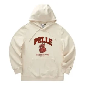 Hoodie med tryckt bokstav ”Beige Red”