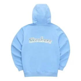 Hoodie med tryckt logotyp ”Blue Pink Black White”