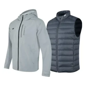 Huvad vävd 3-i-1-dunjacka ”Grey Black”