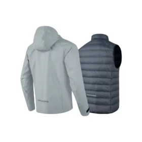Huvad vävd 3-i-1-dunjacka ”Grey Black”