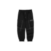 Letter Mid-Waist Woven Elastic Cuff Knit Sports Pants ”Black”