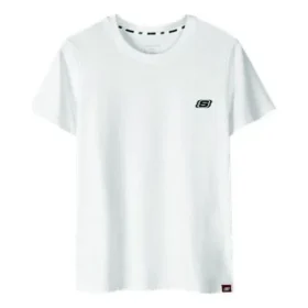 Löst tryckt casual sporttop med korta ärmar, vit