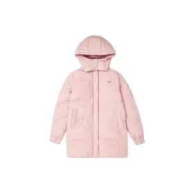 Mellanglång varm dunjacka med huva ”Black Pink”