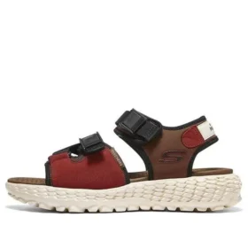 Monster Velcro Funktionella utomhussandaler med öppen tå och platt klack i brunt