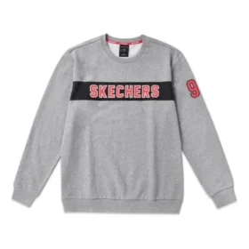 Skechers Alphabet Printing Knit Pullover för män, grå