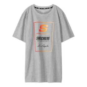Skechers för män Kontrasterande färger LOGO-tryck Stickad kortärmad Grå