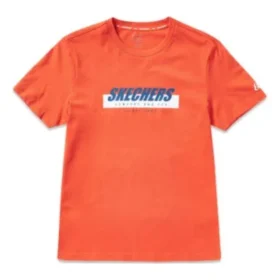Skechers kortärmad t-shirt för män med tryck i orange och rött
