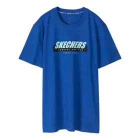 Skechers tryckt kortärmad t-shirt för män, blå