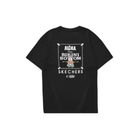 Skechers x SpongeBob T-shirt med tryck och korta ärmar ”Black White” Skechers x SpongeBob T-shirt med tryck och korta ärmar ”Black White”