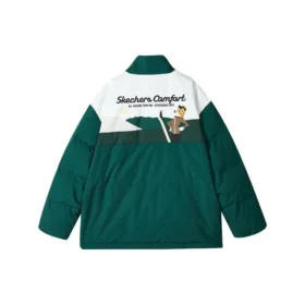 Sport Lifestyle-serien Letter Printed Zip-up Down Jacket ”Green Tan White”