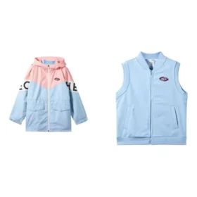 Sportdräkt med huva och dragkedja med bokstavstryck ”Blue Pink”