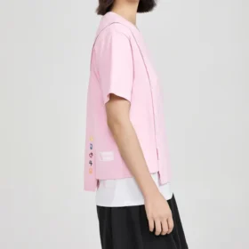SS20 Crossover-stickad kortärmad rosa