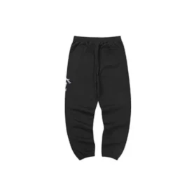 Taperade sportbyxor i fleece med midja ”Black Grey”