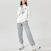 Taperade sportbyxor i fleece med midja ”Black Grey”