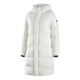 Vävd lång dunjacka ”White Black”